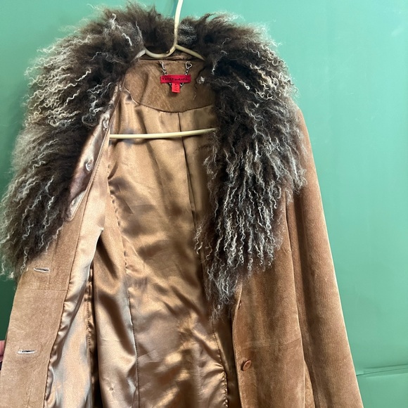 ☃️ ModODoc Suede Coat with feather fur collar size Small - Picture 5 of 10